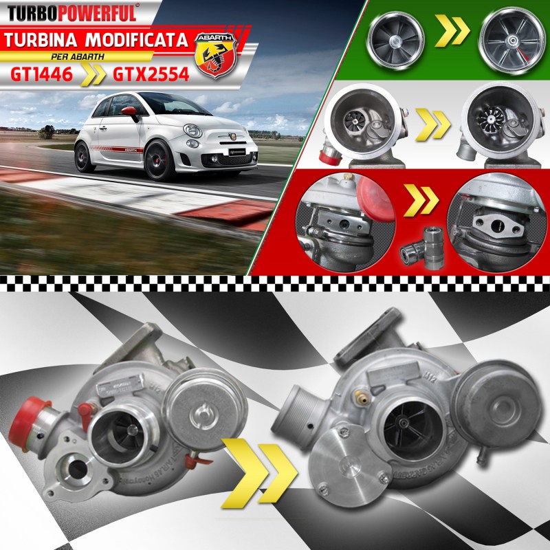 Turbo elaborato ABARTH su cuscinetti da GT1446 a GTX2554