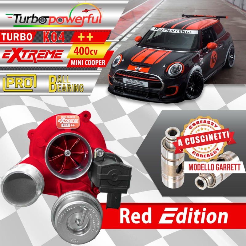 Turbina elaborata Mini Cooper a cuscinetti K04 EXTREME PRO 400cv Red