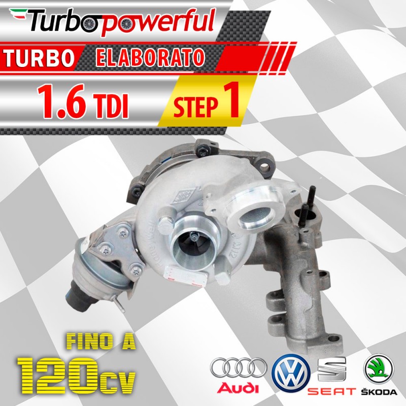 Turbo maggiorato Audi Seat Skoda Volkswagen 1.6 TDI step1 fino a 120cv