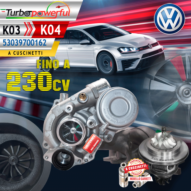 Turbina elaborata a cuscinetti da K03 a K04 fino a 230cv Volkswagen