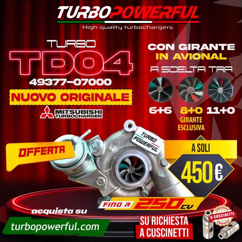 Turbo nuovo originale Mitsubishi TD04 con girante in avional