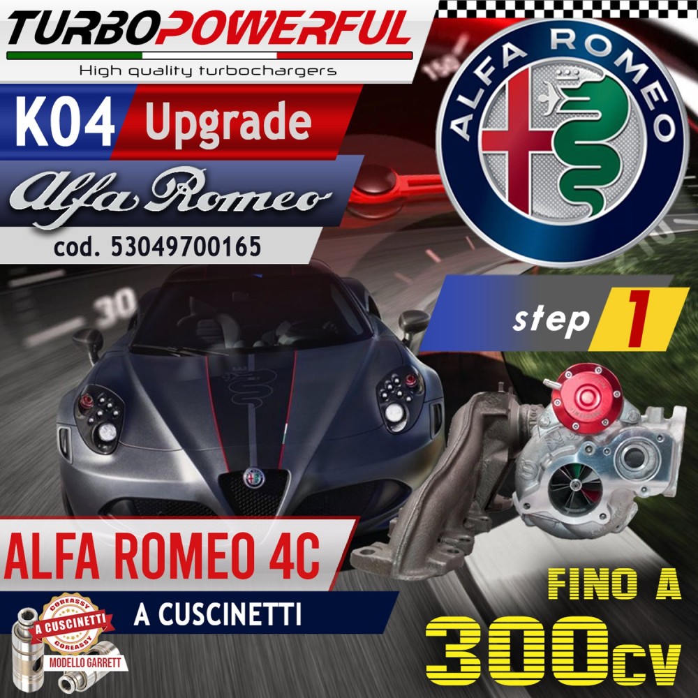 Upgrade turbo K04 Alfa Romeo 4c 53049700165 - fino a 350cv