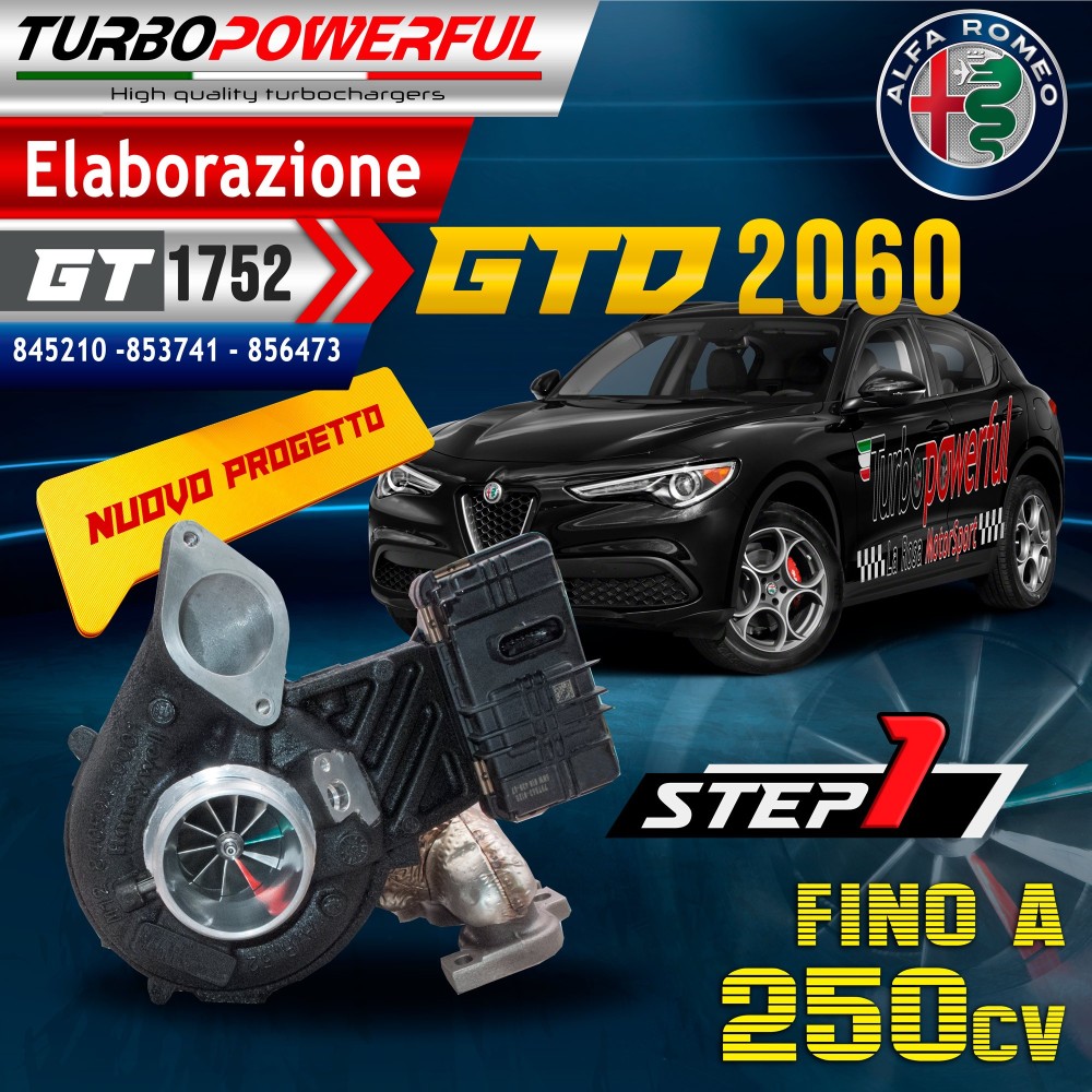 Elaborazione da GT1752 a GTD2060 a cuscinetti Alfa Romeo Stelvio
